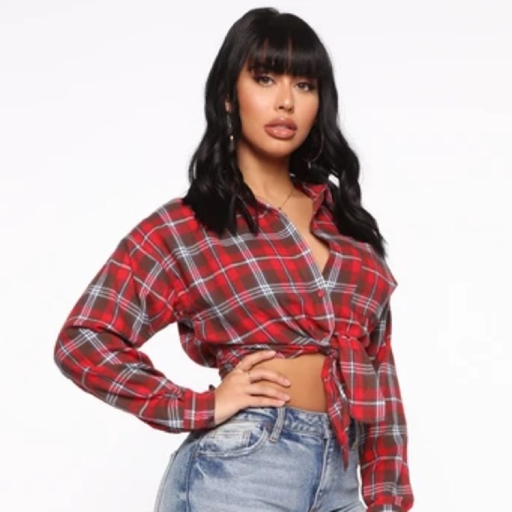 Cropped Flannel Shirt